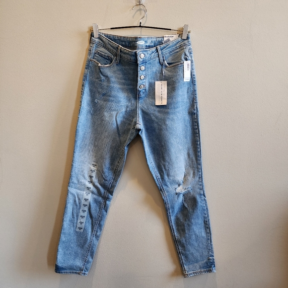 Old Navy Rockstar Super Skinny High Rise SZ 12 light denim button fly denim - Picture 2 of 7